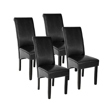 4× Jídelní židle ergonomické, masivní dřevo, černá tectake