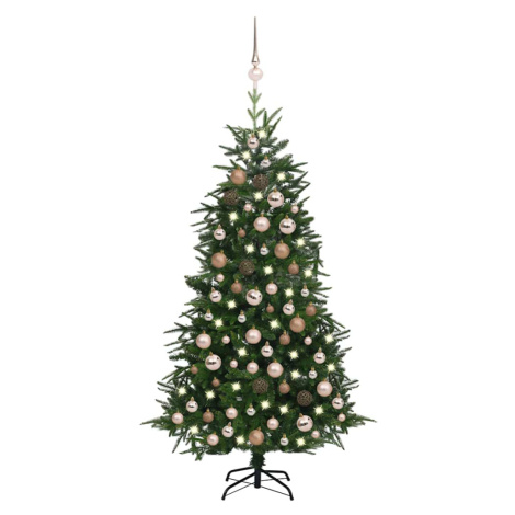 vidaXL Umělý vánoční stromek LED a sada koulí zelený 180 cm PVC a PE
