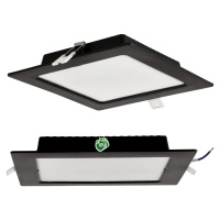 Čtvercový LED panel zapuštěný - černý - 12W - PC - neutrální bílá