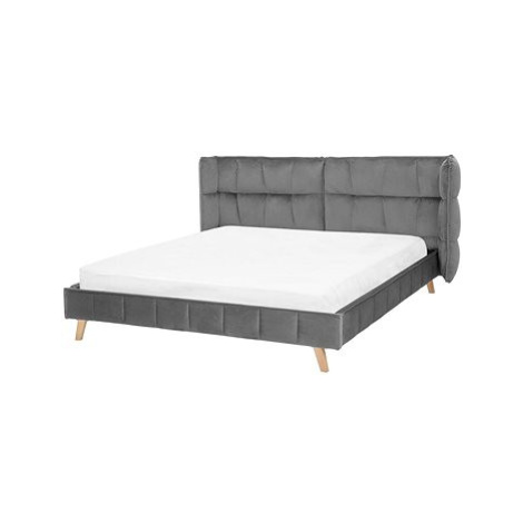 BELIANI postel SENLIS 160 × 200 cm, sametová, šedá