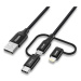 Choetech 1.2m MFI 3-in-1 usb-A to type-c+micro+lightening nylon cable