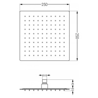 MEXEN/S Slim čtvercová sprchová hlavice déšť 25 x 25 cm + sprchové rameno, grafit 79125112-66