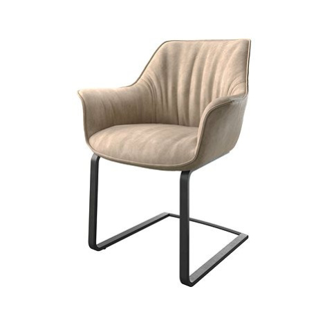 DELIFE Jídelní židle Keila-Flex s područkou béžová vintage konzolová podnož plochá černá