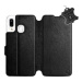 Flip pouzdro na mobil Samsung Galaxy A40 - Černé - kožené - Black Leather