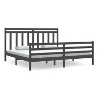 Rám postele šedý masivní dřevo 200 × 200 cm, 3105337