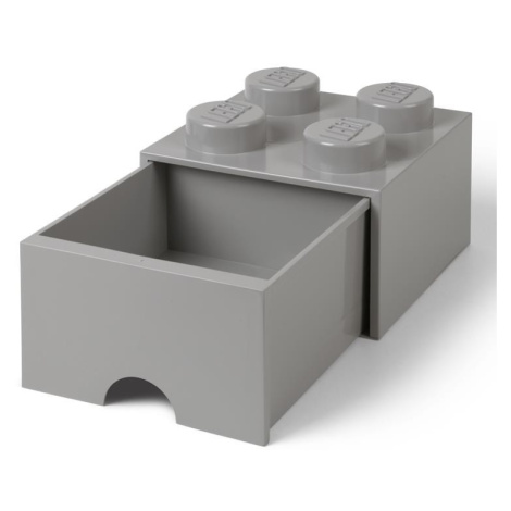 LEGO úložný box 4 s šuplíkem - šedá