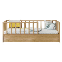 Dětská postel 100x200cm se zábranami a zásuvkou cody - dub světlý