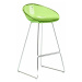PEDRALI - Nízká barová židle GLISS 902 DS s chromovanou podnoží - transparentní zelená