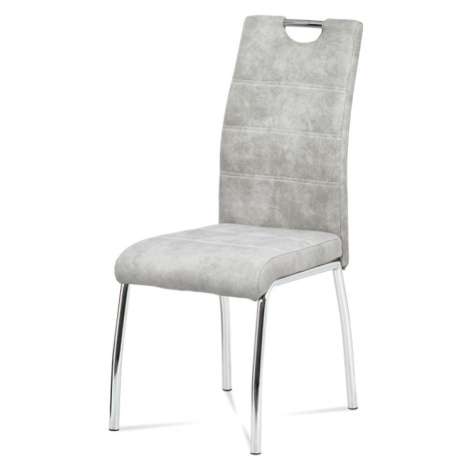 Jídelní židle BIANUS, stříbrná látka/chrom Autronic
