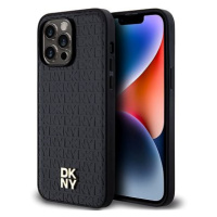 DKNY PU Leather Repeat Pattern Stack Logo Magsafe Zadní Kryt pro iPhone 13 Pro Max Black