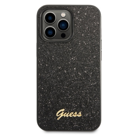 Zadní kryt Guess PC/TPU Glitter Flakes Metal Logo pro Apple iPhone 14 Pro Max, černá