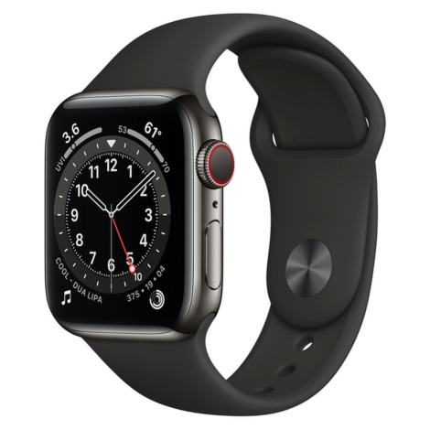 Apple Watch Series 6 Cellular 40mm grafitová ocel s černým sportovním řemínkem