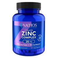 NATIOS Zinc Chelated Complex, Zinek, selen a měď, 25 mg, 100 veganských kapslí