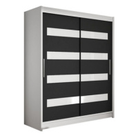 Velká šatní skříň WESTA IV bílá/černá šířka 150 cm