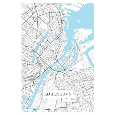 Mapa København white, 26.7 × 40 cm