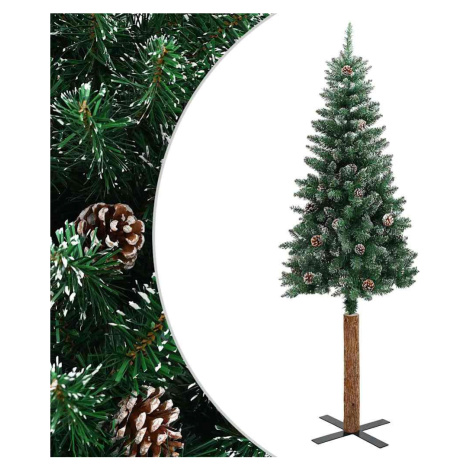 vidaXL Úzký vánoční stromek pravé dřevo a bílý sníh zelený 150 cm