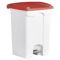 helit Nášlapná nádoba na odpad, objem 45 l, š x v x h 410 x 605 x 400 mm, bílá, červené víko