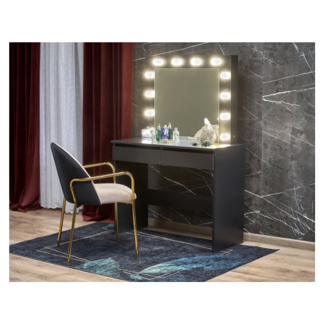 Toaletní stolek s LED osvětlením HOLLYWOOD - černá