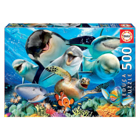 Educa puzzle Underwater selfies 500 dílků + fix lepidlo 17647