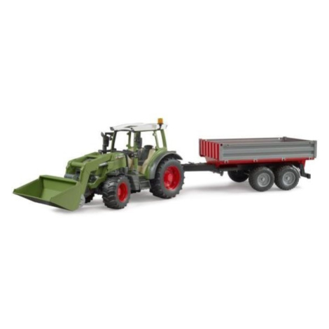 Bruder Tahač Fendt Vario 211 s čelním nakladačem a stříbrným přívěsem Brüder Mannesmann