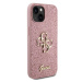 Guess hard kryt na iPhone 15 6.1" Pink Glitter Script Big 4G