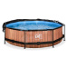 Bazén se stříškou a filtrací Wood pool Exit Toys kruhový ocelová konstrukce 300*76 cm hnědý od 6