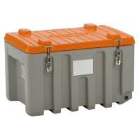 CEMO Univerzální box z polyetylenu, obsah 150 l, nosnost 100 kg, šedá / oranžová