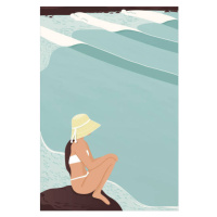 Ilustrace A surfer girl sitting on the, LucidSurf, 26.7 × 40 cm