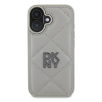 DKNY PU Leather Quilted Stack Logo Zadní Kryt pro iPhone 16 Plus Grey