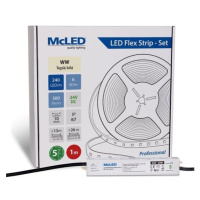 McLED  LED pásek - sada 1 m, 240 LED/m, WW, 6 W/m, DC 24V, 500 lm/m, CRI90, IP67, 10 mm, vodič 3