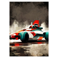 Ilustrace Formula 1 red grey, Justyna Jaszke, 30 × 40 cm