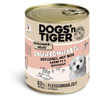 Dogs'n Tiger Gourmet Menu 6 × 800 g - drůbeží s hnědou rýží, mrkví a cuketou (Junior)