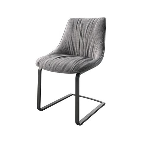 DELIFE Jídelní židle Elda-Flex texturovaná tkanina světle šedá konzolová podnož plochá černá