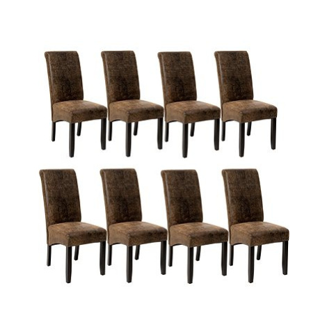 8× Jídelní židle ergonomické, masivní dřevo, vintage hnědá tectake