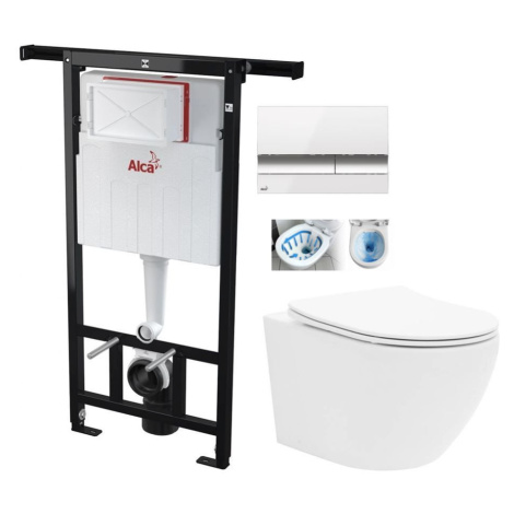 ALCADRAIN Jádromodul předstěnový instalační systém s bílým/ chrom tlačítkem M1720-1 + WC CALANI 
