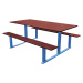 PROCITY Sestava stolu a laviček RIGA, délka 1500 mm, modrá / mahagon