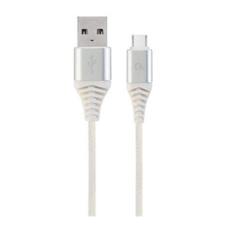 Datový kabel CABLEXPERT USB 2.0, Type-C kabel, 2m, opletený, bílo-stříbrná GEMBIRD