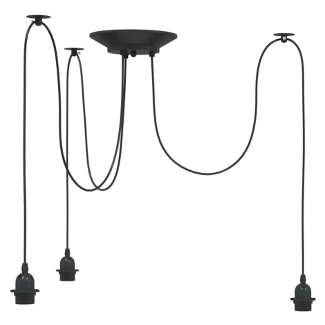 vidaXL Závěsné svítidlo se 3 držáků lamp E27 černé metal