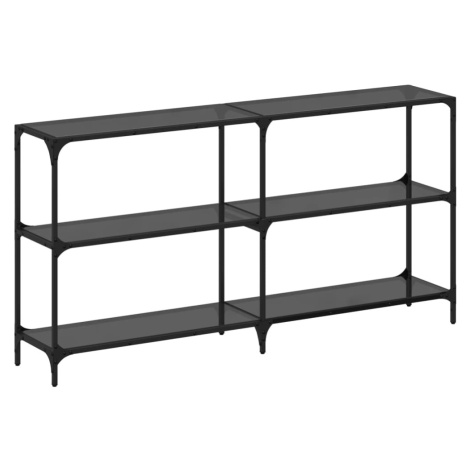 vidaXL Konzolový stolek s černou skleněnou deskou 158,5x30x81 cm ocel