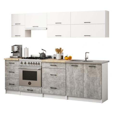 Kuchyňský set OLIVIA G2 2,4M - bílá/beton Akord