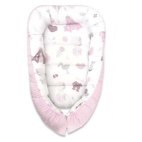 Baby Nellys Bavlněné oboustranné hnízdečko, 55x75cm, New Love Baby - růžová