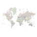 Mapa Detailed world map with cities in muted down colors, Anouk, Blursbyai, (40 x 26.7 cm)