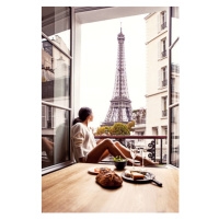 Fotografie Woman having lunch in hotel in Paris, Orbon Alija, 26.7 × 40 cm