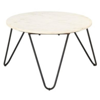 SHUMEE Konferenční stolek bílý 65 × 65 × 42 cm pravý kámen mramorový vzor, 286446