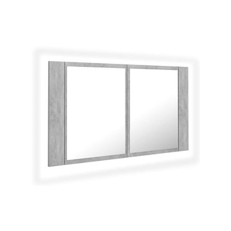 Shumee LED Koupelnová skříňka se zrcadlem - betonově šedá, 80 × 12 × 45 cm
