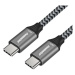 PremiumCord Kabel USB-C, bavlněný oplet, 1m