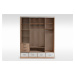 ARK Šatní skříň LUICE, Bílá/Dub Sonoma + LED osvětlení 200 cm