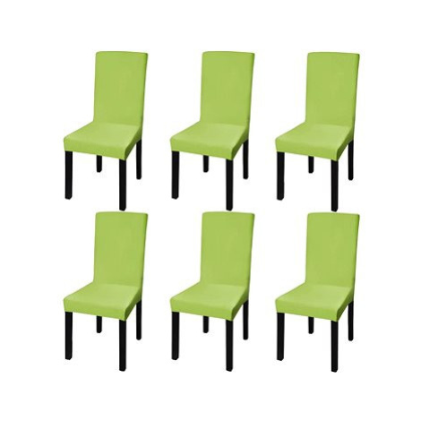 Hladké strečové potahy na židle 6 ks zelené SHUMEE