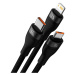 Baseus Kabel USB 3v1 řady Baseus Flash II, USB-C + micro USB + Lightning, 66 W, 1,2 m (černý)