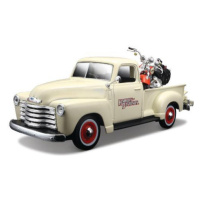 Harley Davidson Chevrolet 3100 pick-up auto + motocykl FLSTS 1:24